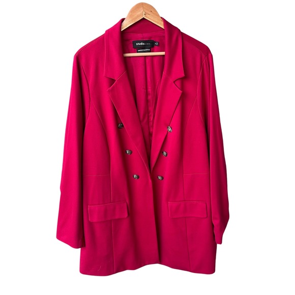 torrid Jackets & Blazers - Torrid Blazer Jacket Red Double Breasted Pockets Notch Lapel Business Office 4X